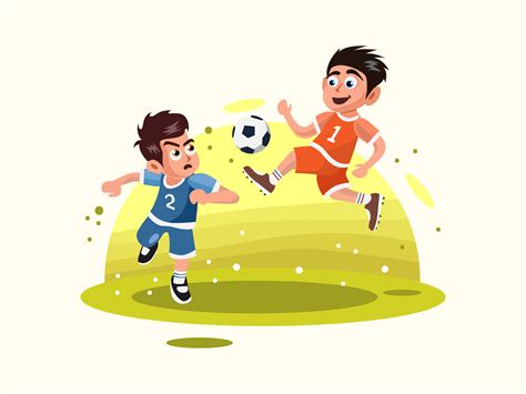 Kids Playing Football Cartoon