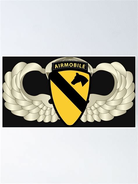 Army 1st Cavalry Div Airmobile W Basic Airborne Badge Wo Txt Poster