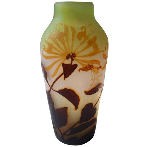 Art Nouveau Emile Galle Cameo Glass Vase With Honeysuckle Signed Circa 1900 For Sale At 1stdibs
