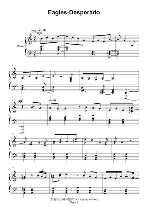 Desperadoall Versions Sheet Music Piano Score Free Pdf Download