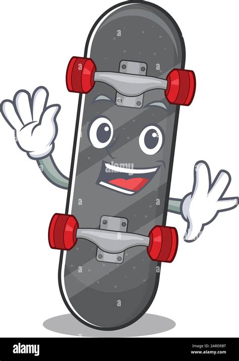 Waving Friendly Skateboard Cartoon In Character Design Stock Vector