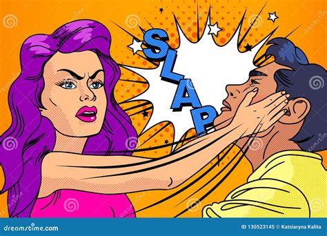Slap The Relationship Of Men And Women Pop Art Stock Vector Illustration Of Husband Dispute