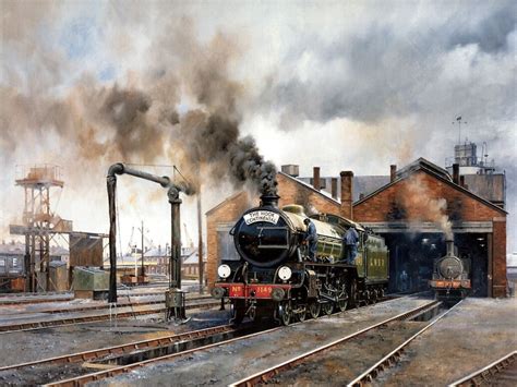Art Train Journeys Railroad Art Steam Train Paintings 1024x768 No