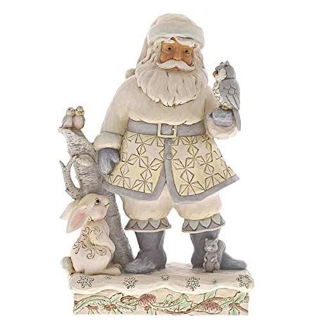 Enesco Jim Shore Heartwood Creek White Woodland Santa With Owl Figurine