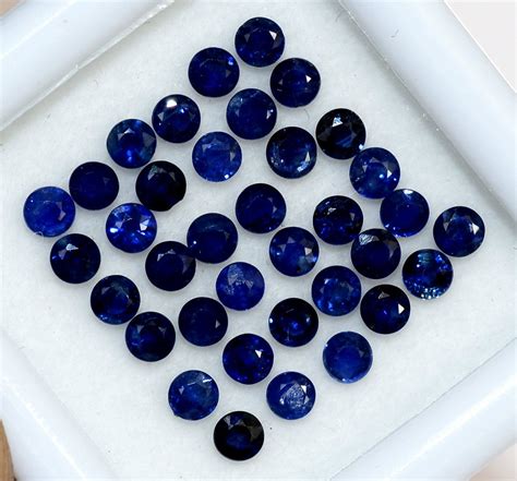 225 Mm Natural Blue Sapphire Round Cut Lot 25 Pcs 196 Cts Etsy