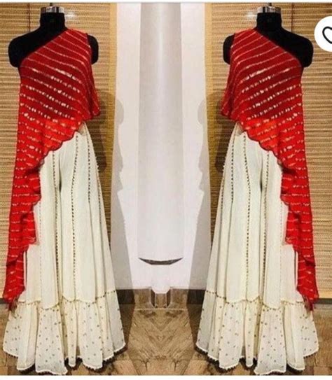 Red Crop Top Bottom Plazo Indian Dress Red And White Color Etsy