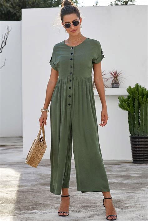 Green Solid Jumpsuit Casual Jumpsuit Womens Jumpsuits Casual Jumpsuits For Women