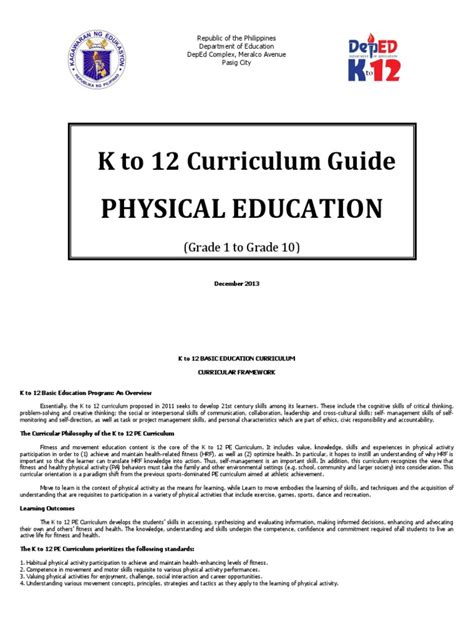 K To 12 Physical Education Curriculum Guide Physical Education