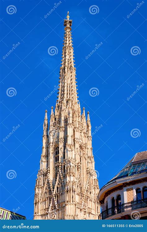 Tower Of Stephansdom Church In Old City Center In Vienna Stock Image