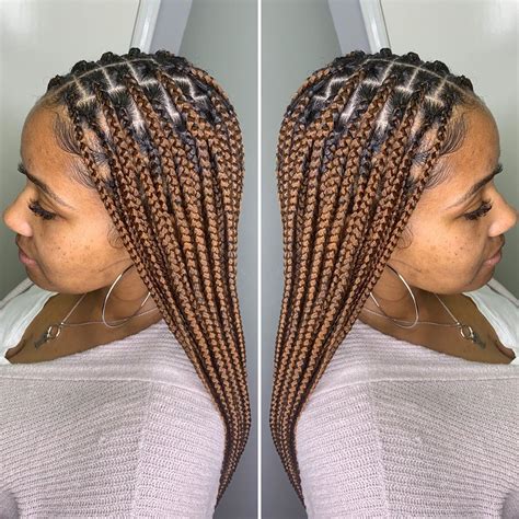 Honey Blonde Knotless Box Braids With Color This Shade Would Also Look Great Mixed With Other