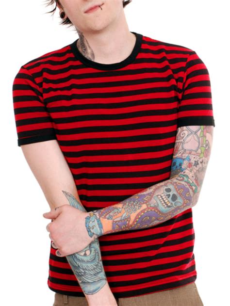 Run And Fly Black And Red Striped T Shirt