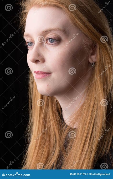 Portrait Of A Cute Irish Redhead Female Closeup Of Head And Face