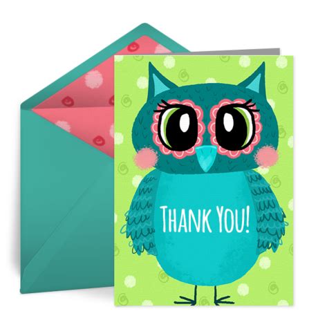 Thanks Teacher Owl| Free Teacher Day eCard, Teacher Thank You Note, Teacher Day Card | Punchbowl