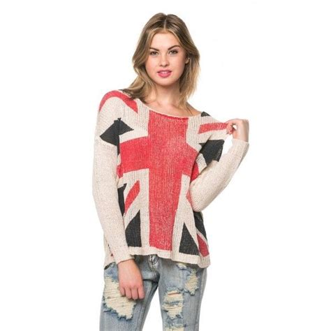 british flag knit sweater found on polyvore featuring polyvore fashion clothing tops