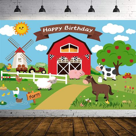 Buy 7x5ft Farm Animal Birthday Backdrop Farm Birthday Party Decorations