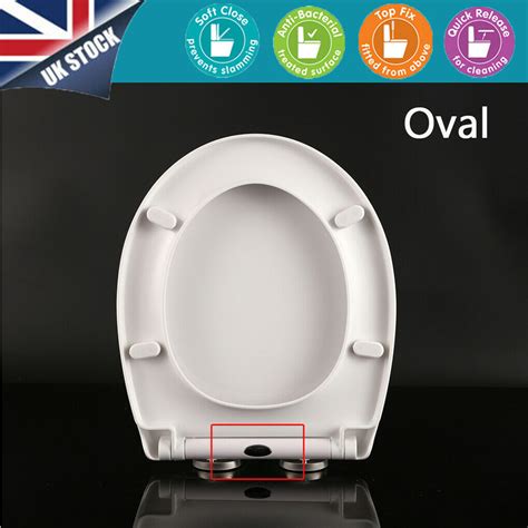 Oval Toilet Seat White Soft Close Quick Release Top Fixings Toilet Lid