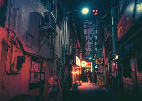 Japan Street Night Neon Road Evening Infrastructure