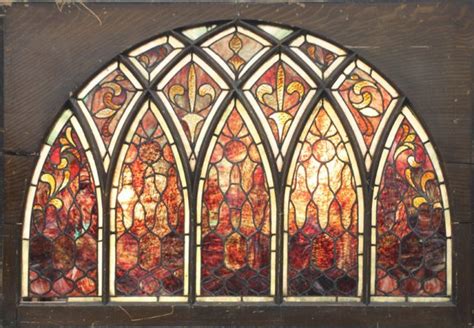 590 Antqiue Gothic Revival Stained Glass Window Lot 590