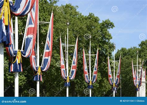 British Union Flags On The Mall London England Stock Photo Image Of