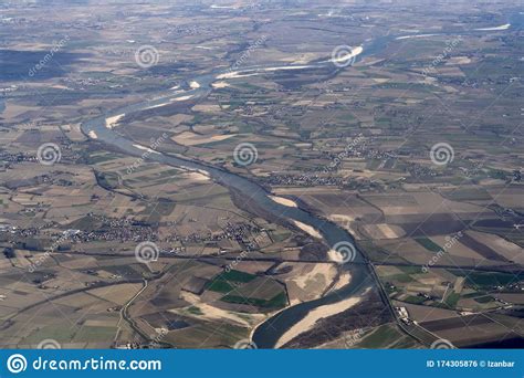 Po River Valley Italy Aerial View Panorama Stock Photo Image Of