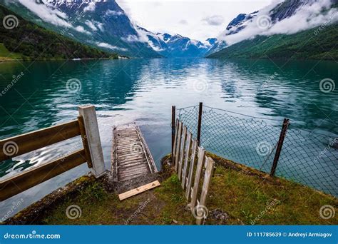 Lovatnet Lake Beautiful Nature Norway Stock Image Image Of Fjord