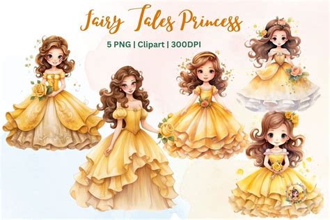Watercolor Fairy Tales Princess Clipart Graphic By Apigzaart · Creative