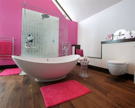 With little room for an extra cabinet or standing shelves, one of the best small bathroom storage solutions is to think up. Pretty Pink Bathroom Designs