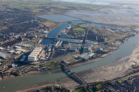 Aerial Photography Of Barrow In Furness Docklands And Bae Systems Ship