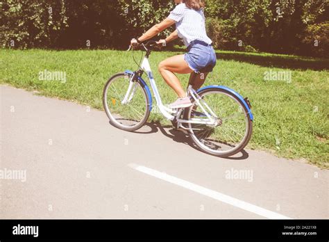 Back View Girl Riding Bicycle Hi Res Stock Photography And Images Alamy