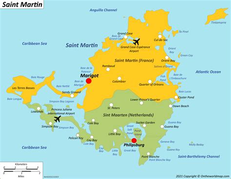 Saint Martin Sint Maarten Map France Netherlands Maps Of Saint