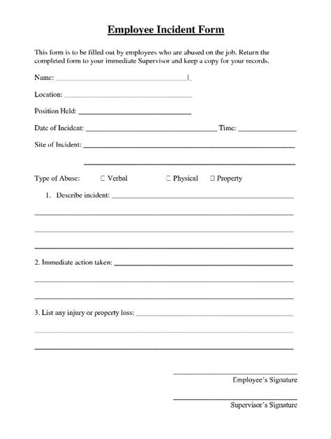 Employee Incident Report Template Free Pdf Word Documents