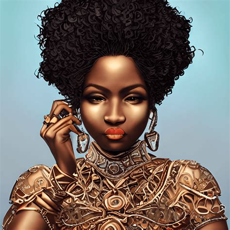 Melanin Dark Skinned Woman Big Curls Hyperrealistic Luxury Cinematic Ornate Well Rendered