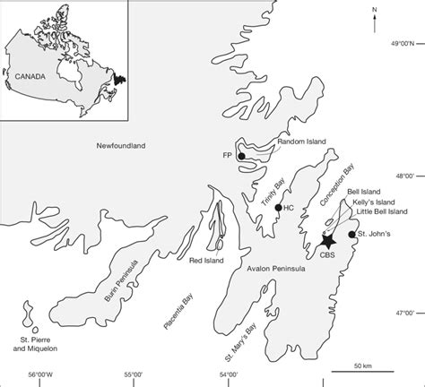 Map Of Newfoundland With The Avalon And Burin Peninsulas The Capital
