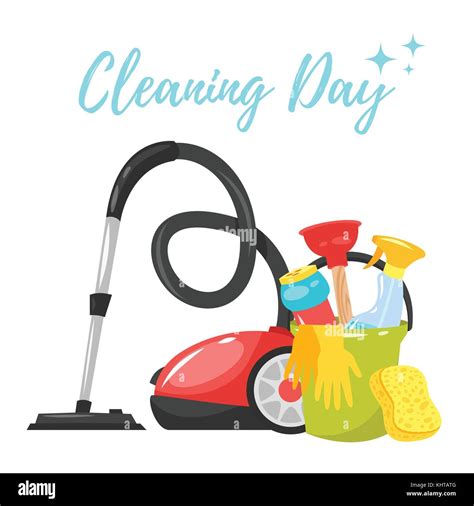 Vector Cartoon Style Illustration Of Cleaning Service Tools Banner