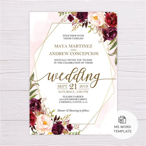Be it the extensive photo album or logos dedicated to the proper functioning of the website, wedding. Marsala Flowers with Gold Frame Wedding Invitation ...