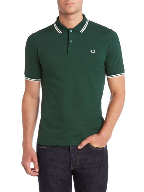 Fred Perry Twin Tipped Slim Fit Polo Shirt In Green For Men Ivy Lyst