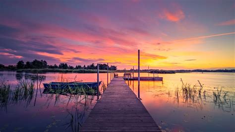 Sunset Wallpaper 4k Sweden Lake Twilight