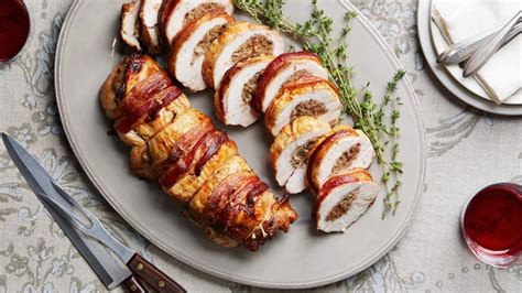 Bacon Wrapped Turkey Breast Stuffed With Pear Hash Porter And Charles