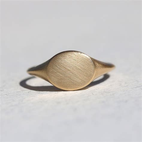 14k solid gold signet ring pinky ring matte finish etsy