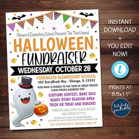Halloween Fundraiser Flyer Editable Template Halloween Movie Night