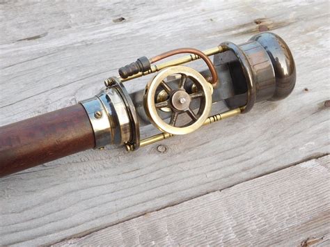 Steam Engine Model Wooden Walking Cane Stick Steampunk Gadgets