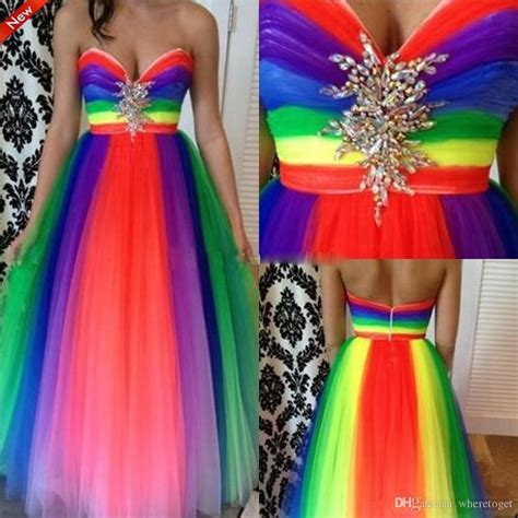 Charming Rainbow Colorful Prom Dresses For Pageant 2019 Sexy Tulle