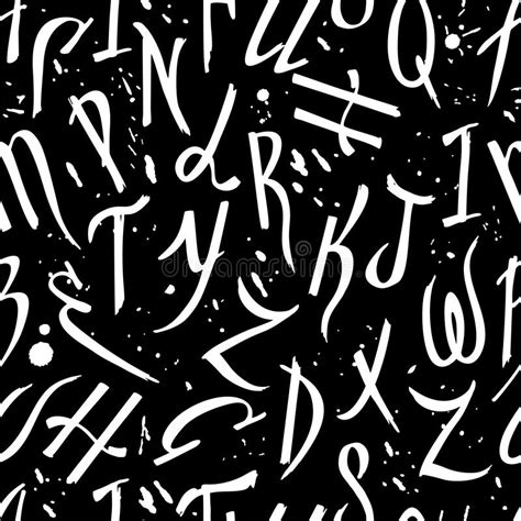 Vector Random Seamless Pattern Grunge Letters On A Black Background