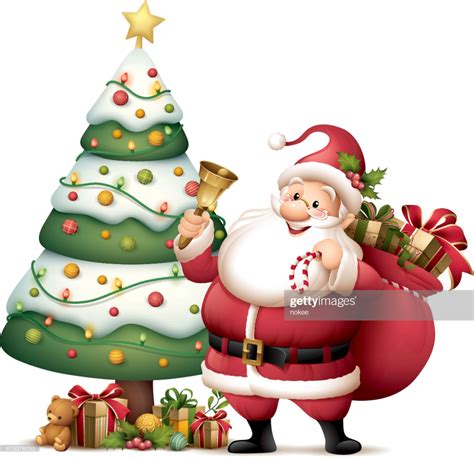 Cartoon Illustration Of Santa Claus With Christmas Tree Christmas