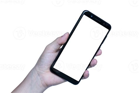 Hand Holding Smartphone Isolated On Transparent Background Png File
