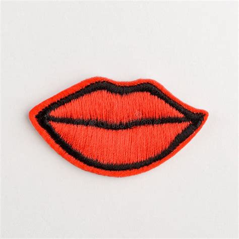 Red Lips Embroidered Patch Stock Image Image Of Clothing 141393621