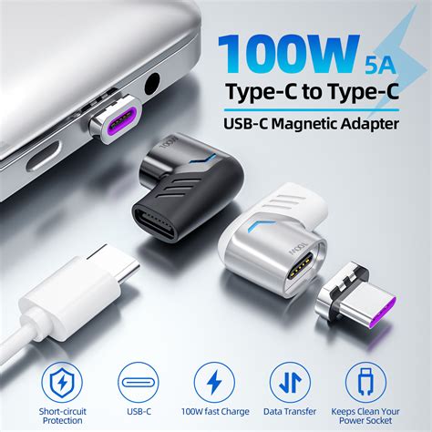 Usb Type C To Usb C Magnetic Adapter 20v 5a 100w Fast Charging 480mbps