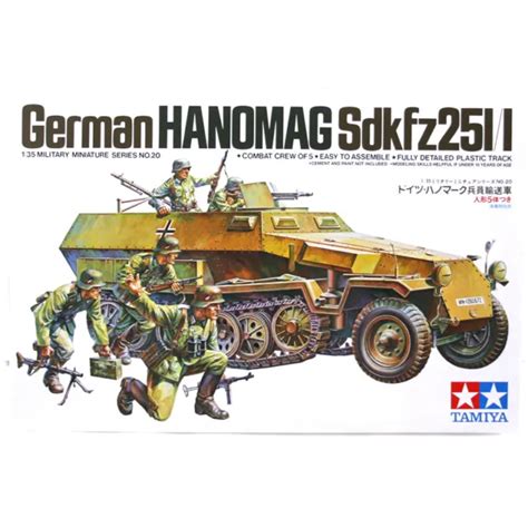 TAMIYA GERMAN HANOMAG Sdkfz251 1 WW2 Military Plastic Model Kit Scale 1