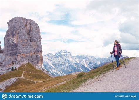 Tourist Girl At The Dolomites Stock Photo Image Of Beautiful Italian