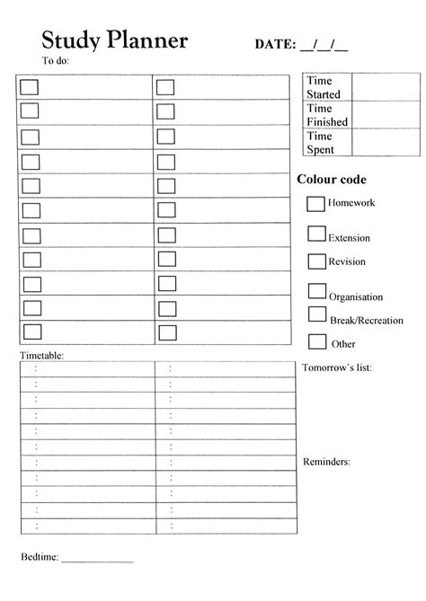 Free Day Study Planner Printable I Hannah Shields Created For Study